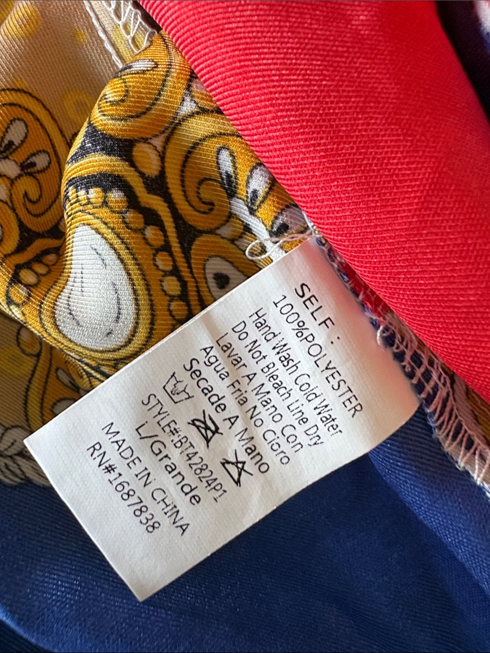multicolor baroque scarf-print tie-front crop - Picture 5 of 7